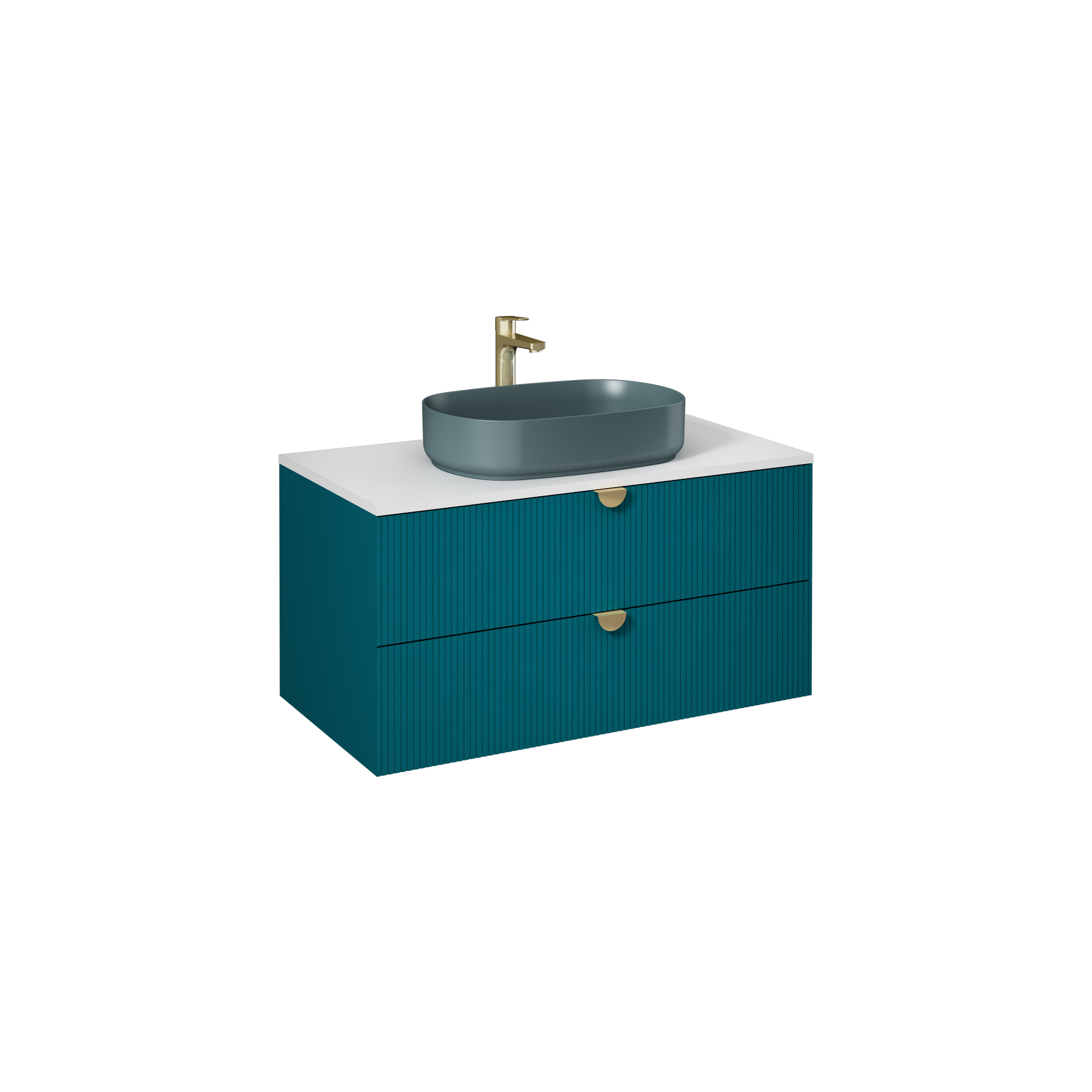 Infinity Lavabo Dolabı150cm(10NF65050-2Z x 2 Lavabo dahil) Gece Mavisi