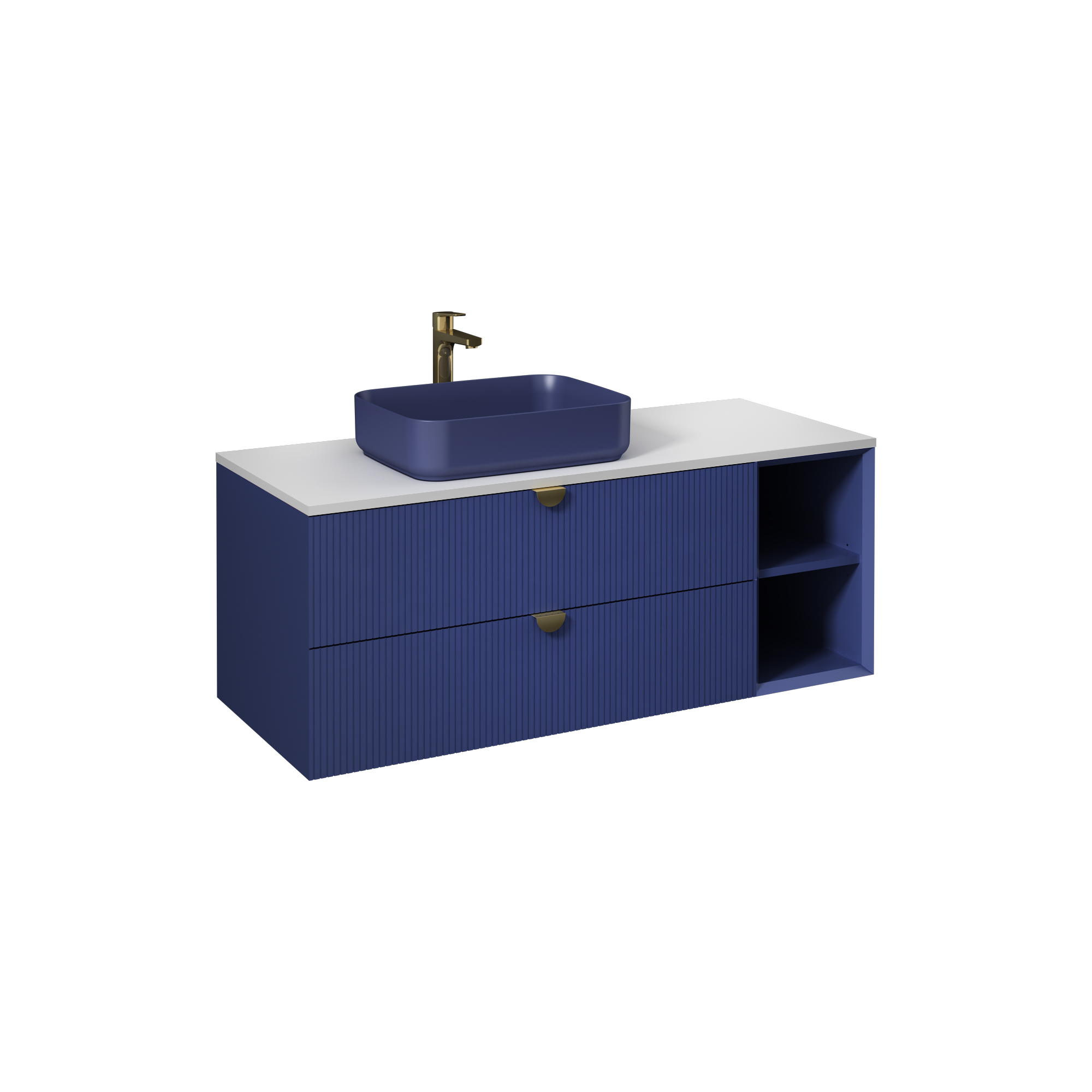 Infinity Washbasin Cabinet Night Blue, with Isvea Blue Washbasin 130 cm