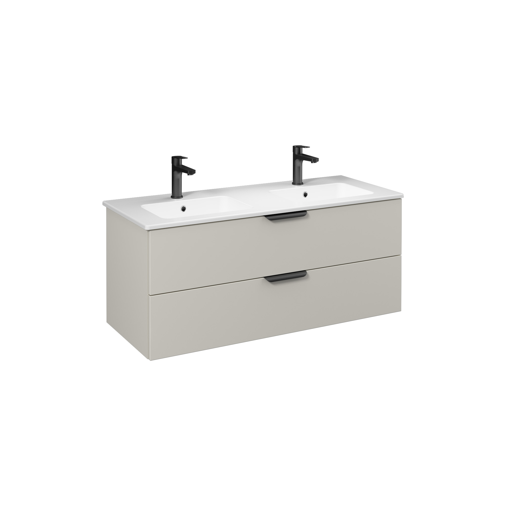 LIV Lavabo Dolabı Çift Çekmece120cm (10SL50121 Çift Hazneli dahil) Açık Bej 