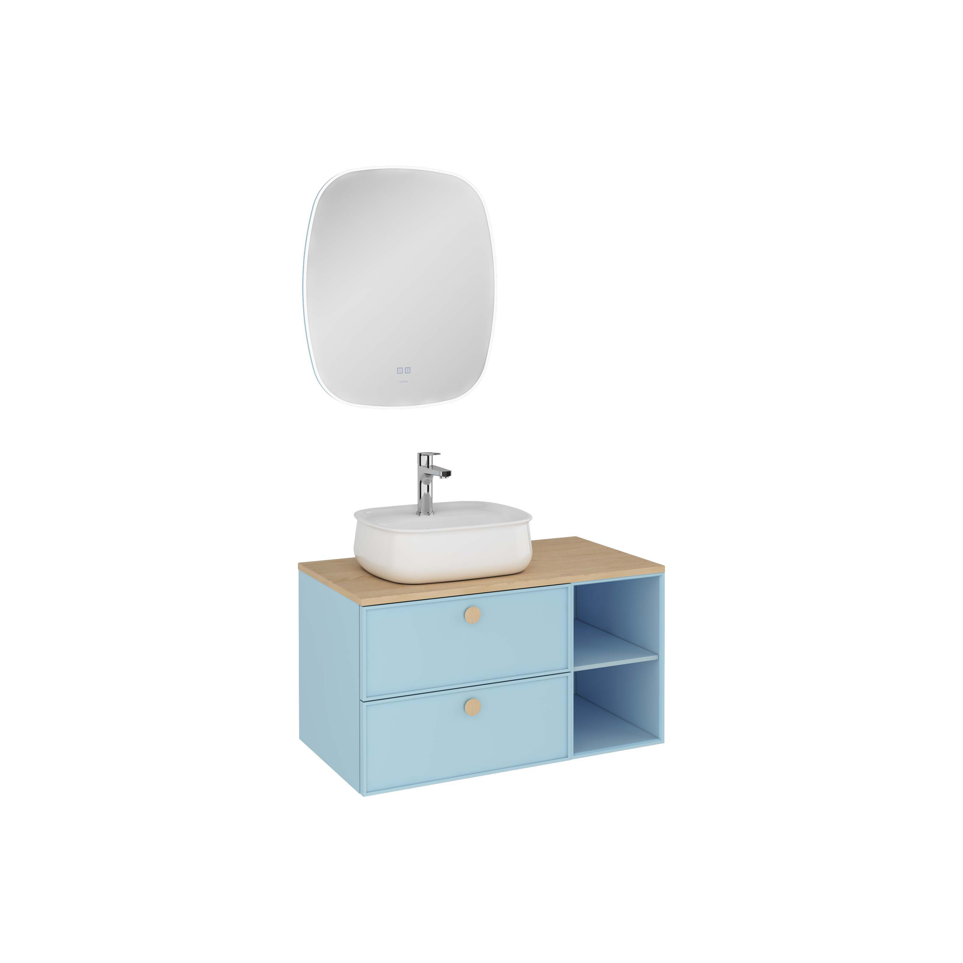 MONDO Lavabo Dolabı, 2 Çekmece, Çakıl Gri 60 cm