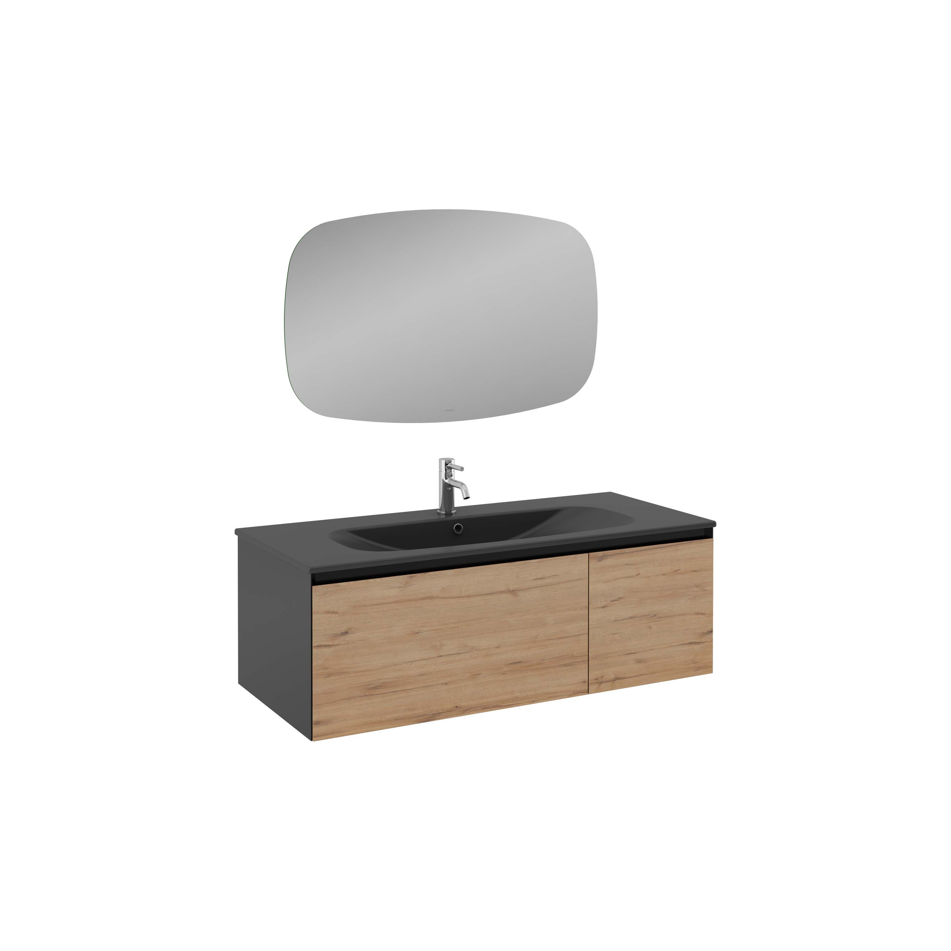 COREDO  Washbasin Cabinet, Gofrato Black&Detroit Black Basin