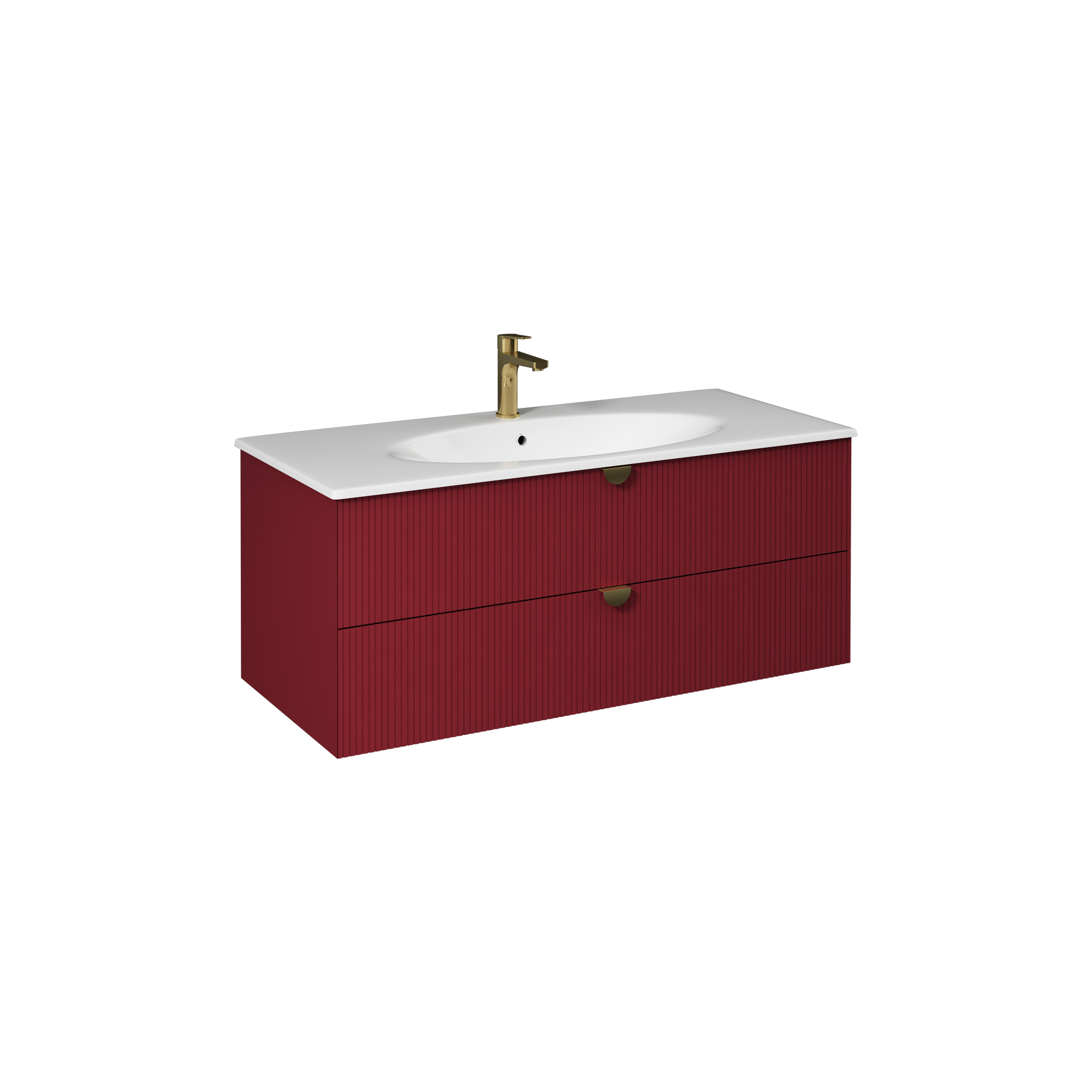 Infinity  Washbasin Cabinet Ruby Red, with White Washbasin 100 cm