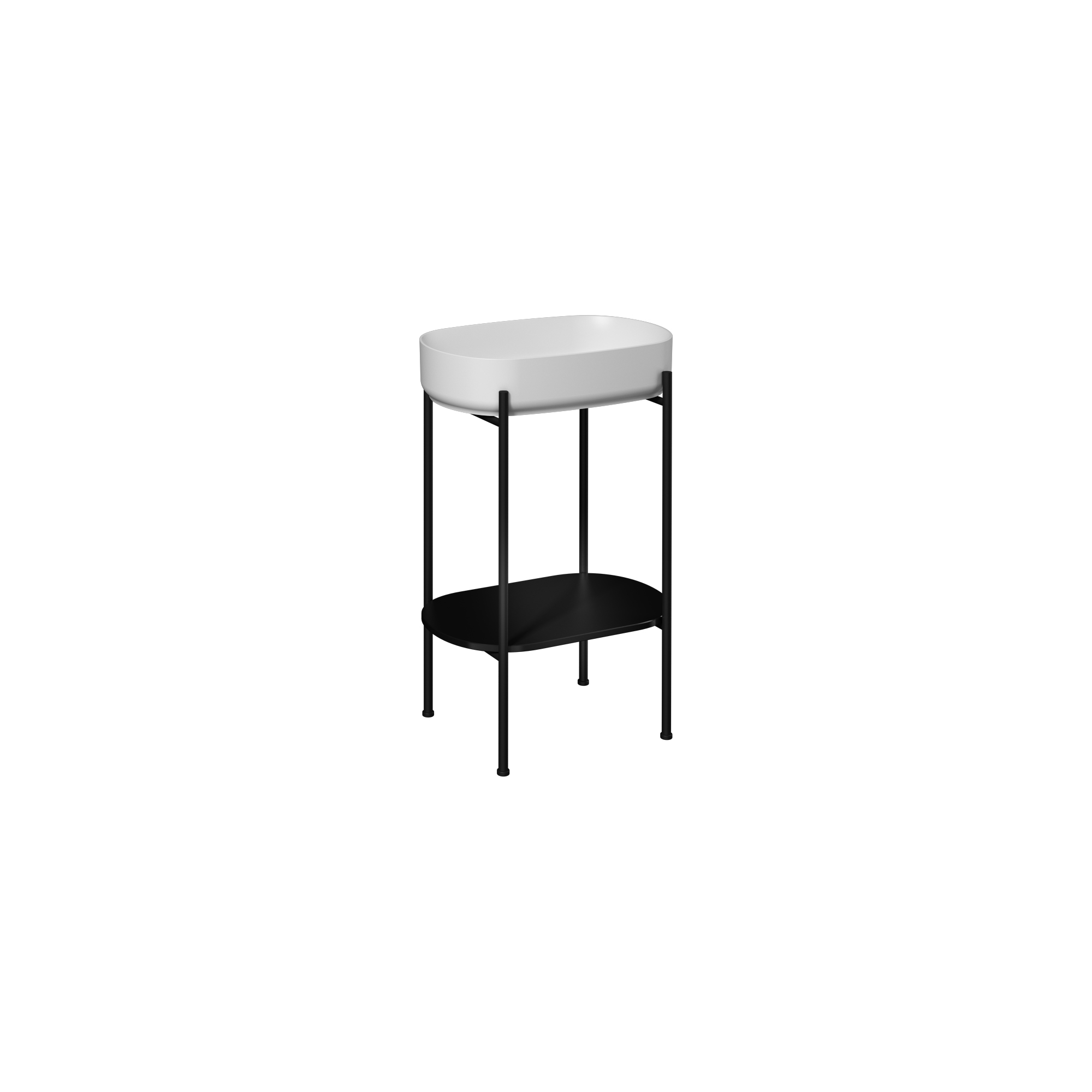 Puno Washbasin Unit Black, (White washbasin) 55 cm
