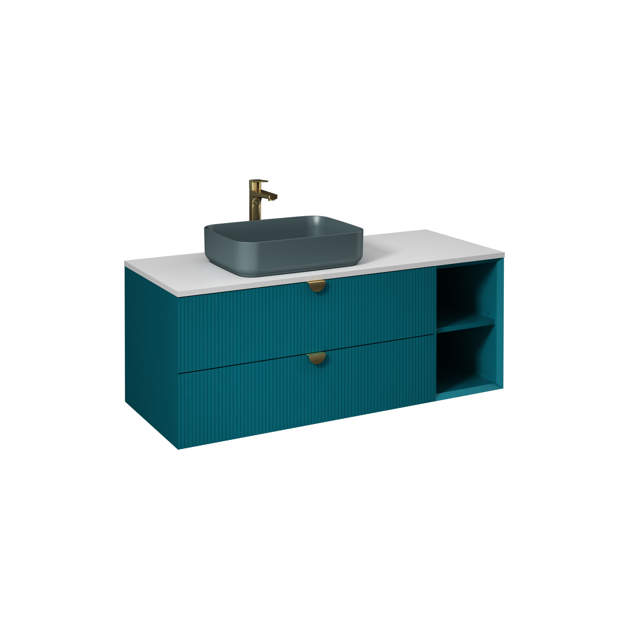 Infinity Washbasin Cabinet Ocean,  with Petrol Green Washbasi 130 cm