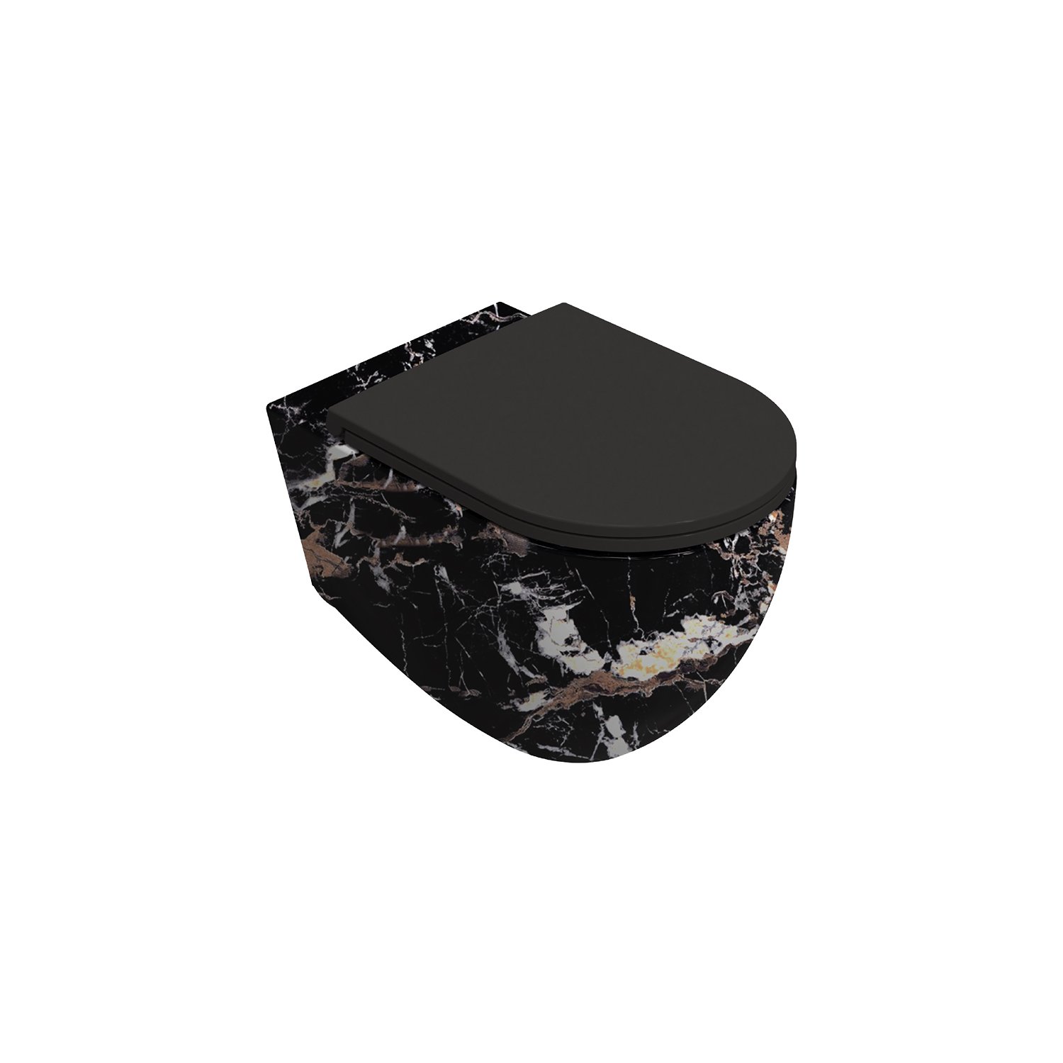 Curvo Marmo Siyah Desenli Lavabo 60 cm
