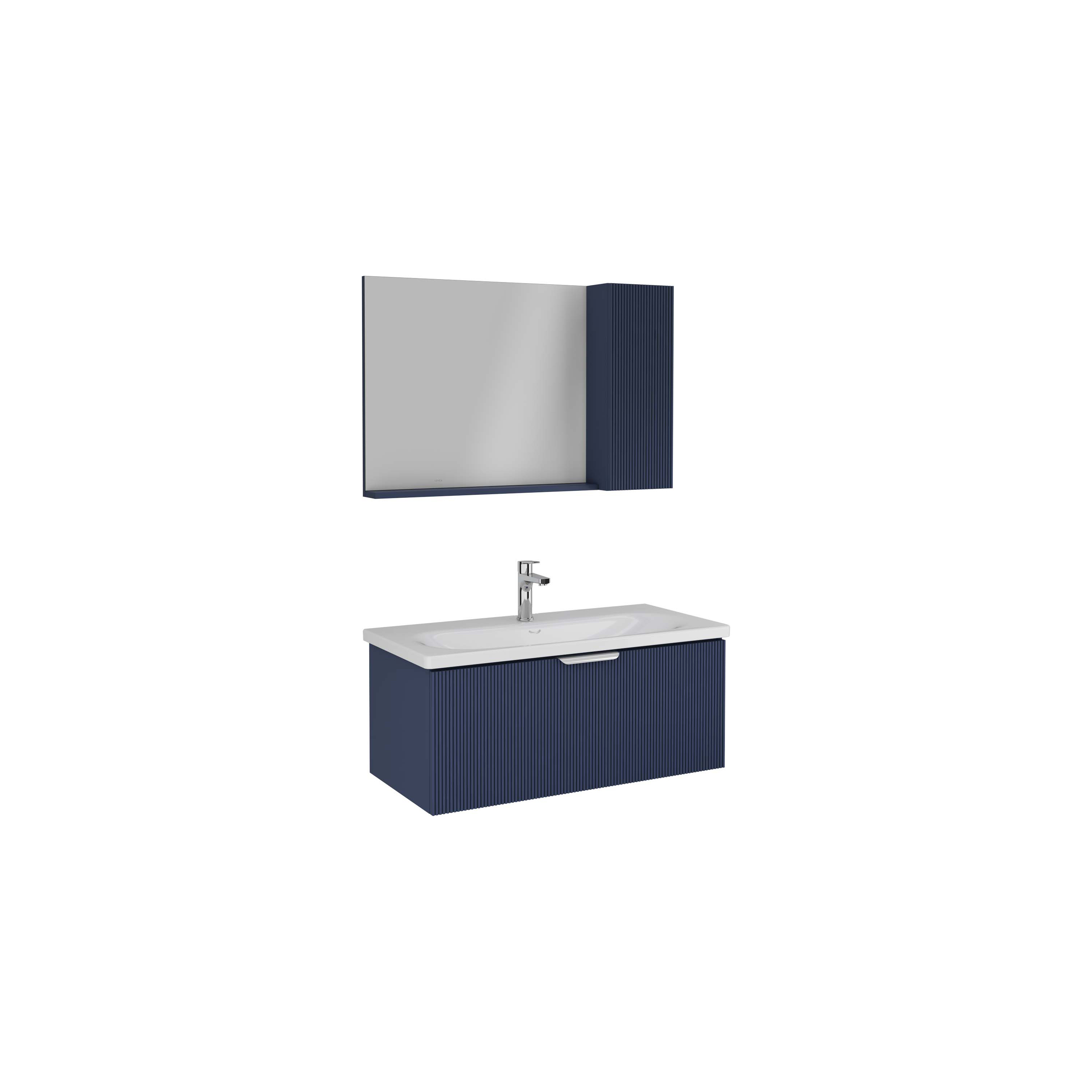 SIENA Washbasin Cabinet, Glossy Chrome Handle, Dark Blue