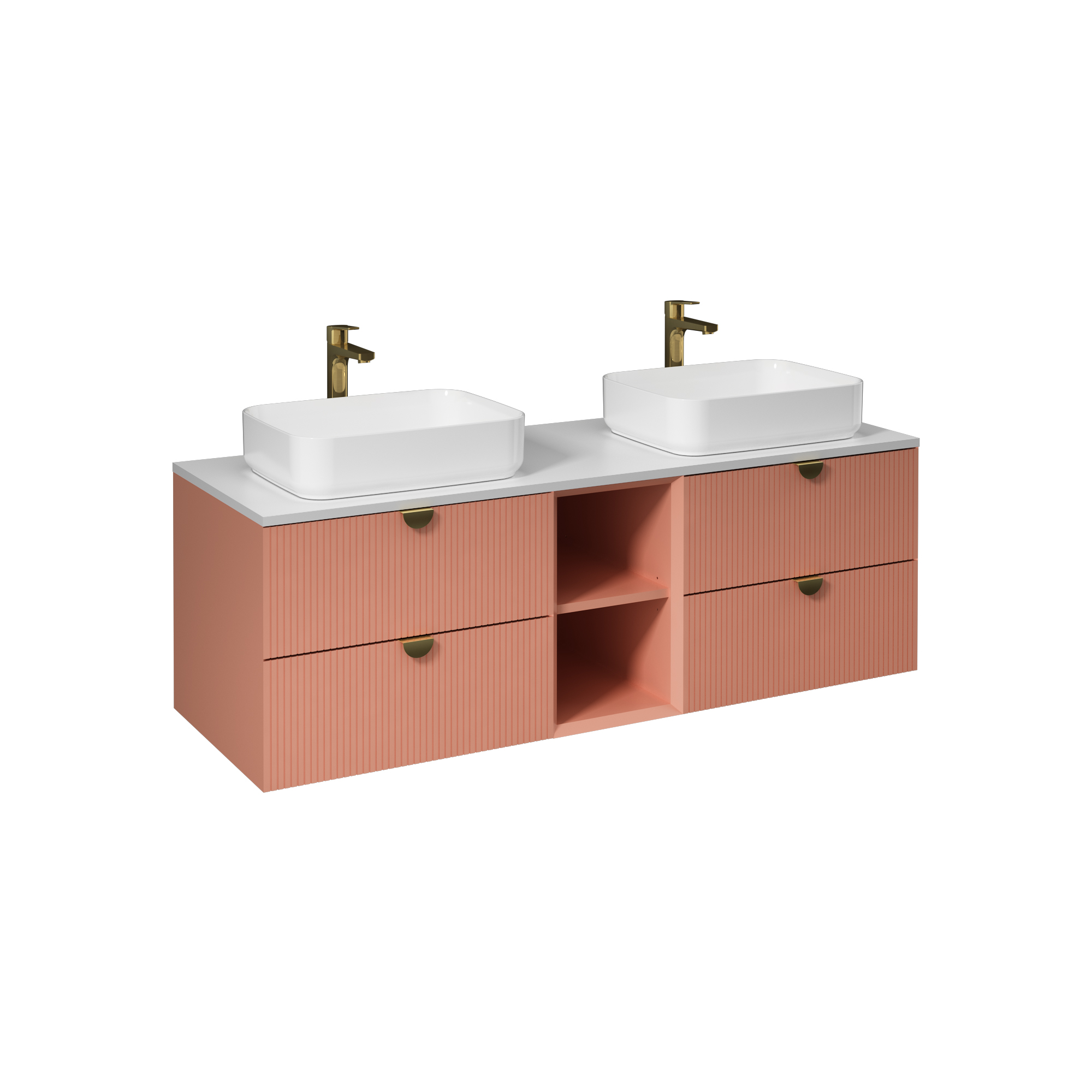 Infinity Lavabo Dolabı150cm(10NF65050-2Z x 2 Lavabo dahil) Gece Mavisi