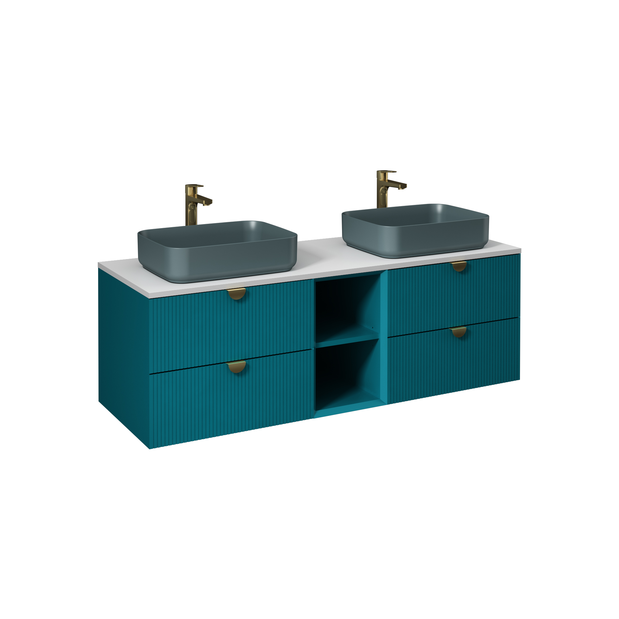 Infinity Lavabo Dolabı 150cm (10NF65050-2P x2 Lavabo dahil) Okyanus