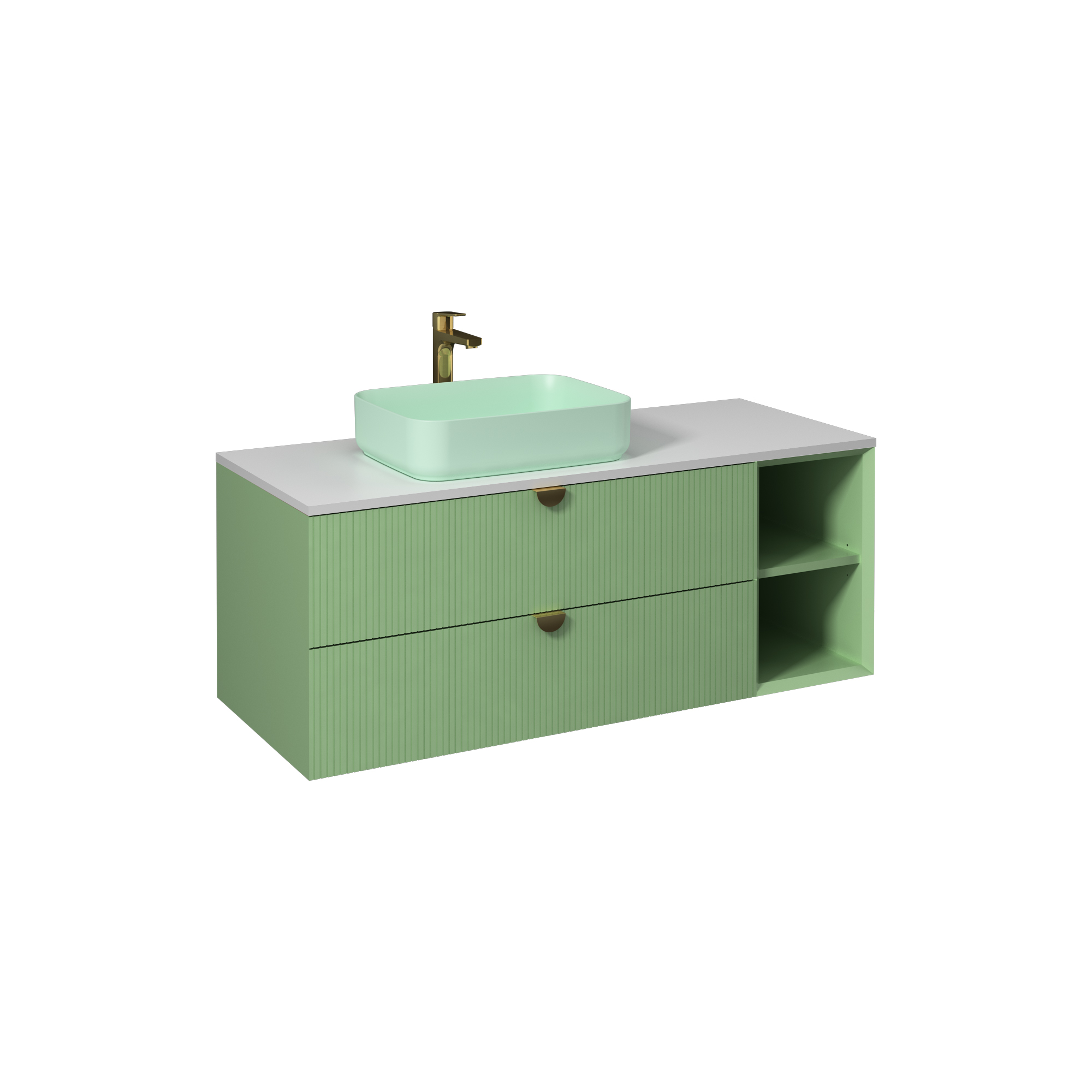 Infinity Washbasin Cabinet Pastel Green, with Mint Washbasin 130 cm