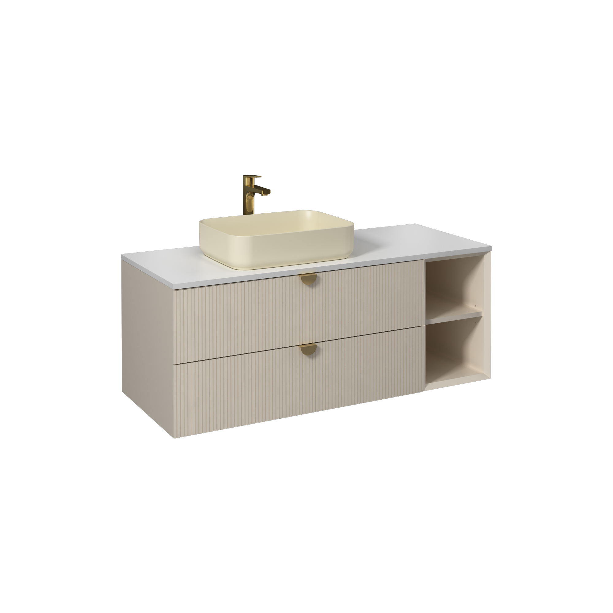 Infinity Washbasin Cabinet Cream, with Ivory Washbasin 130 cm