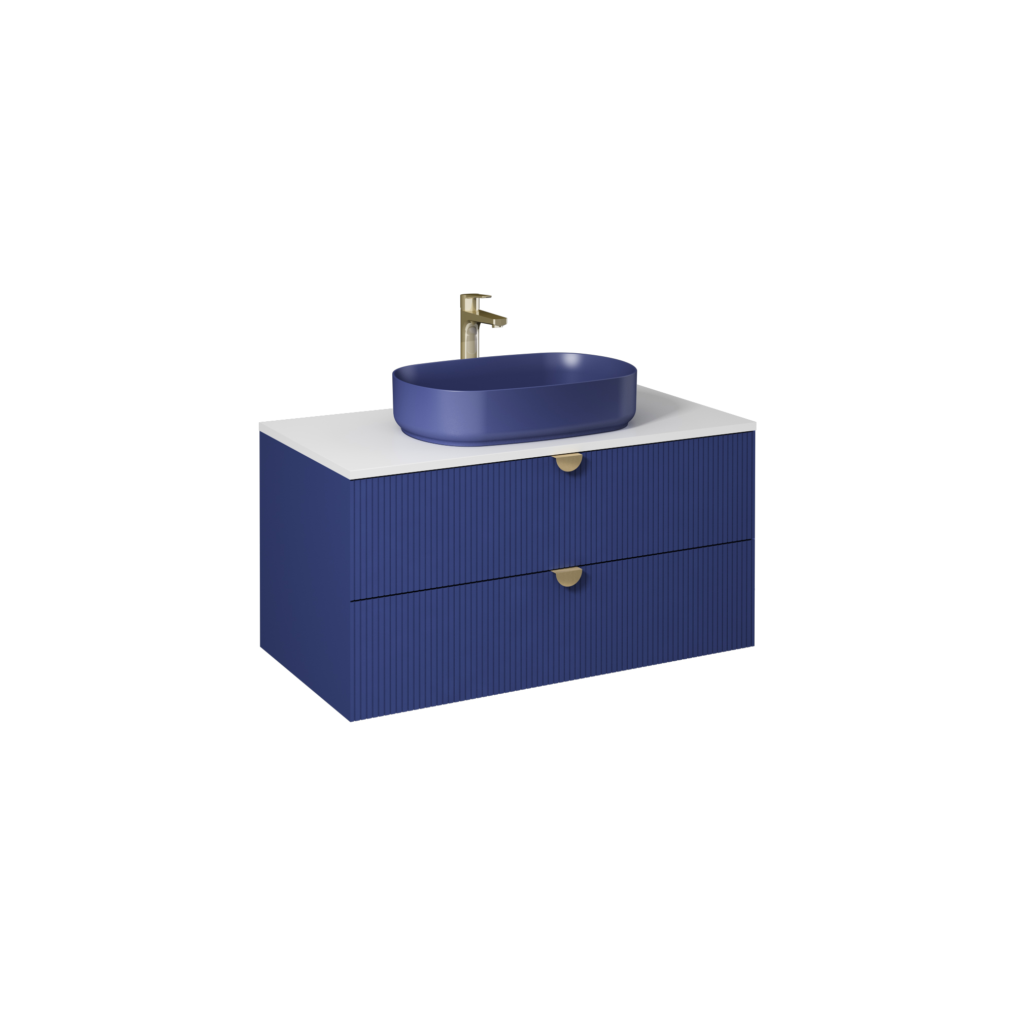 Infinity Lavabo Dolabı150cm(10NF65050-2Z x 2 Lavabo dahil) Gece Mavisi