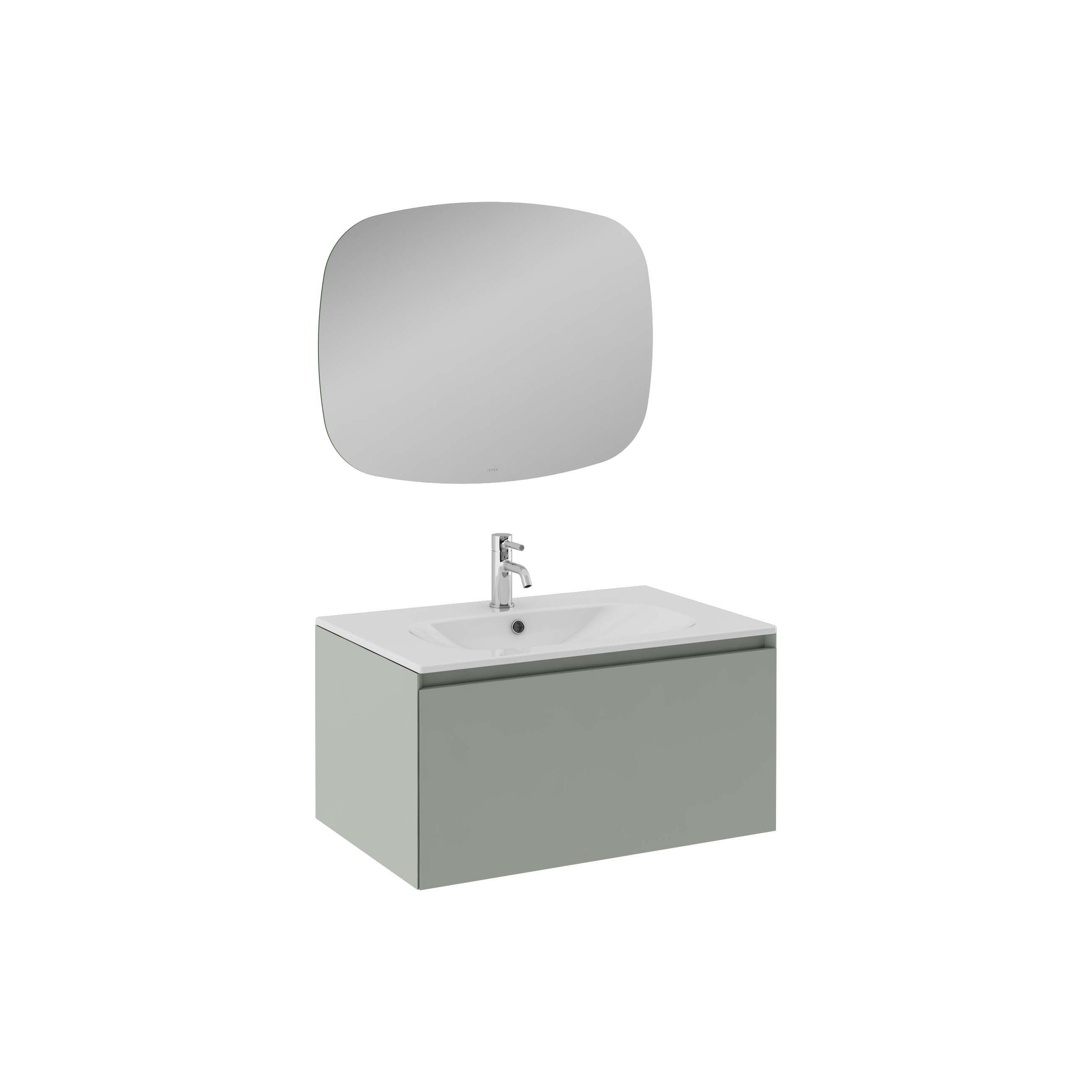 COREDO  Lavabo Dolabı, TLavabo Dolabı Tek çekmece, Çimento Gri 80 cm