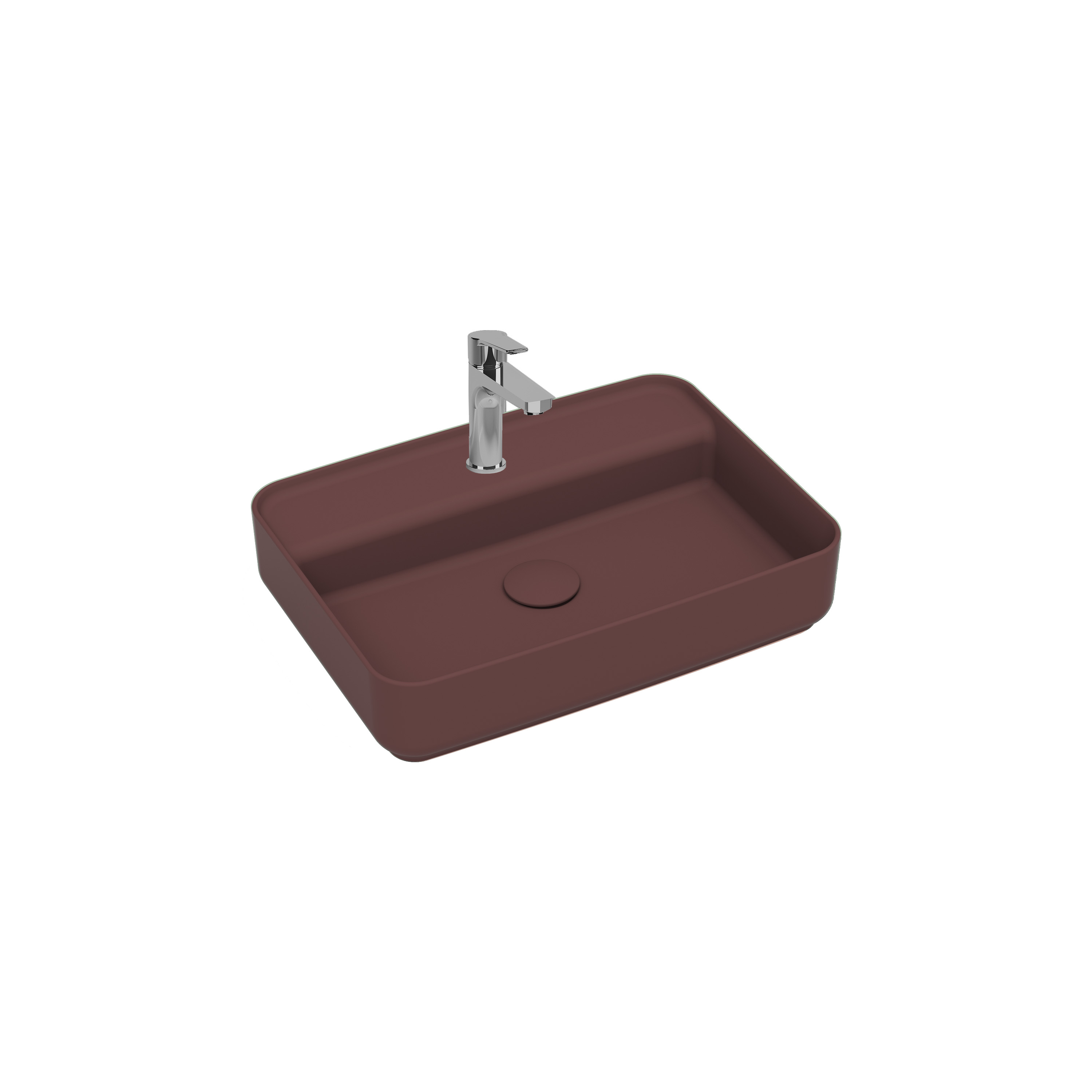 Infinity Tezgah Üstü Lavabo 55 cm Rustik Bordo