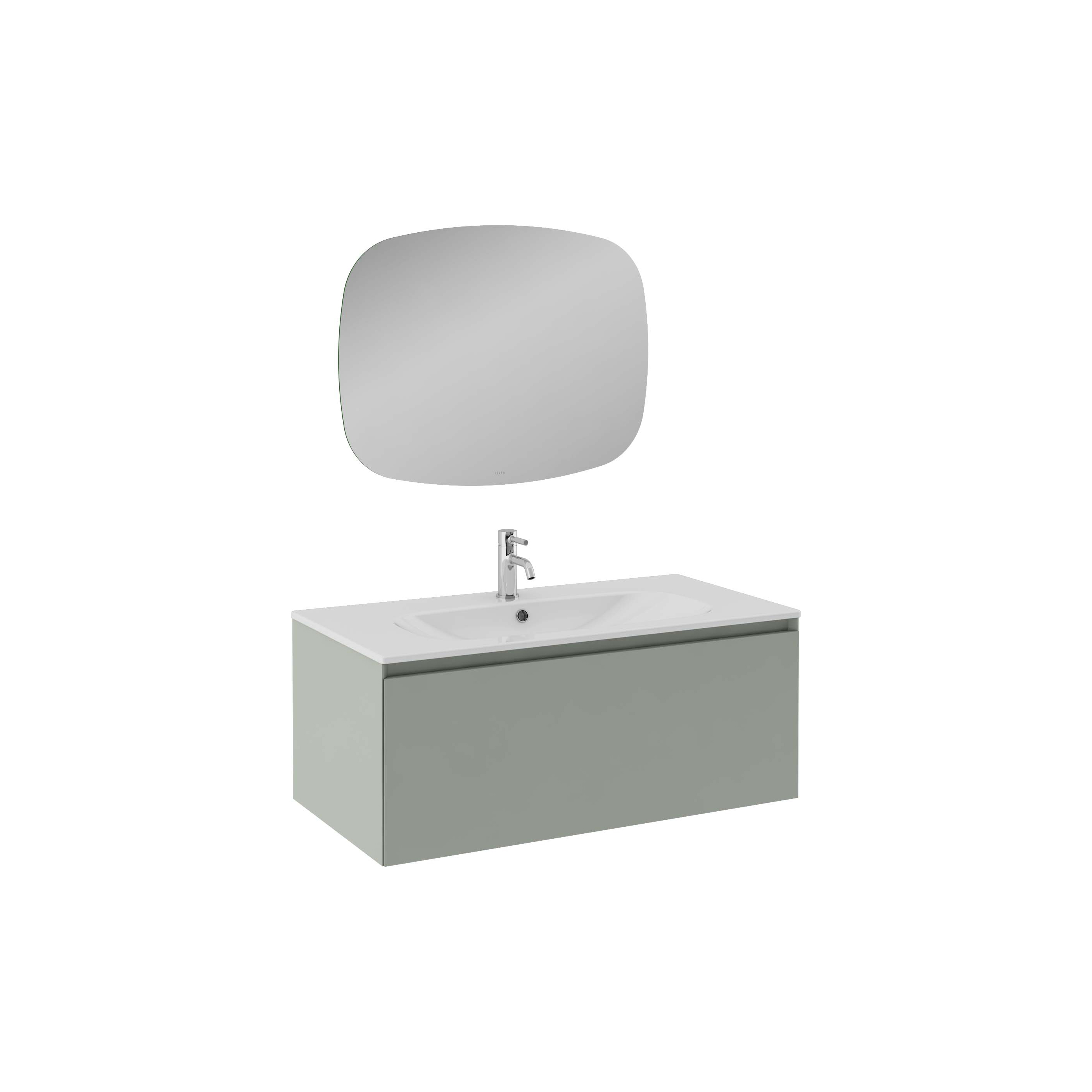 COREDO  Lavabo Dolabı, Tek çekmece, Tek Kapak, Çimento Gri 100 cm