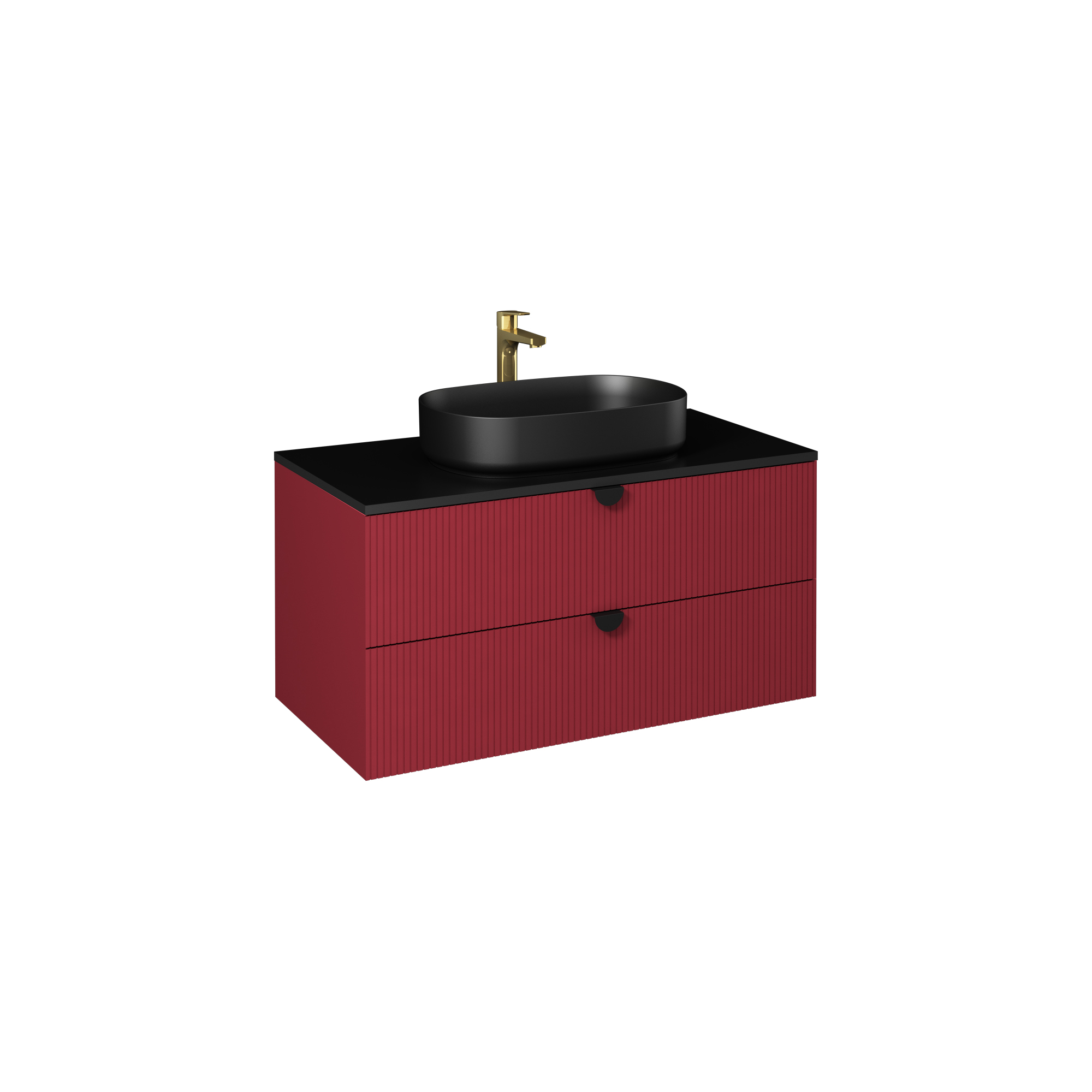 Infinity  Washbasin Cabinet Ruby Red, with White Washbasin 100 cm