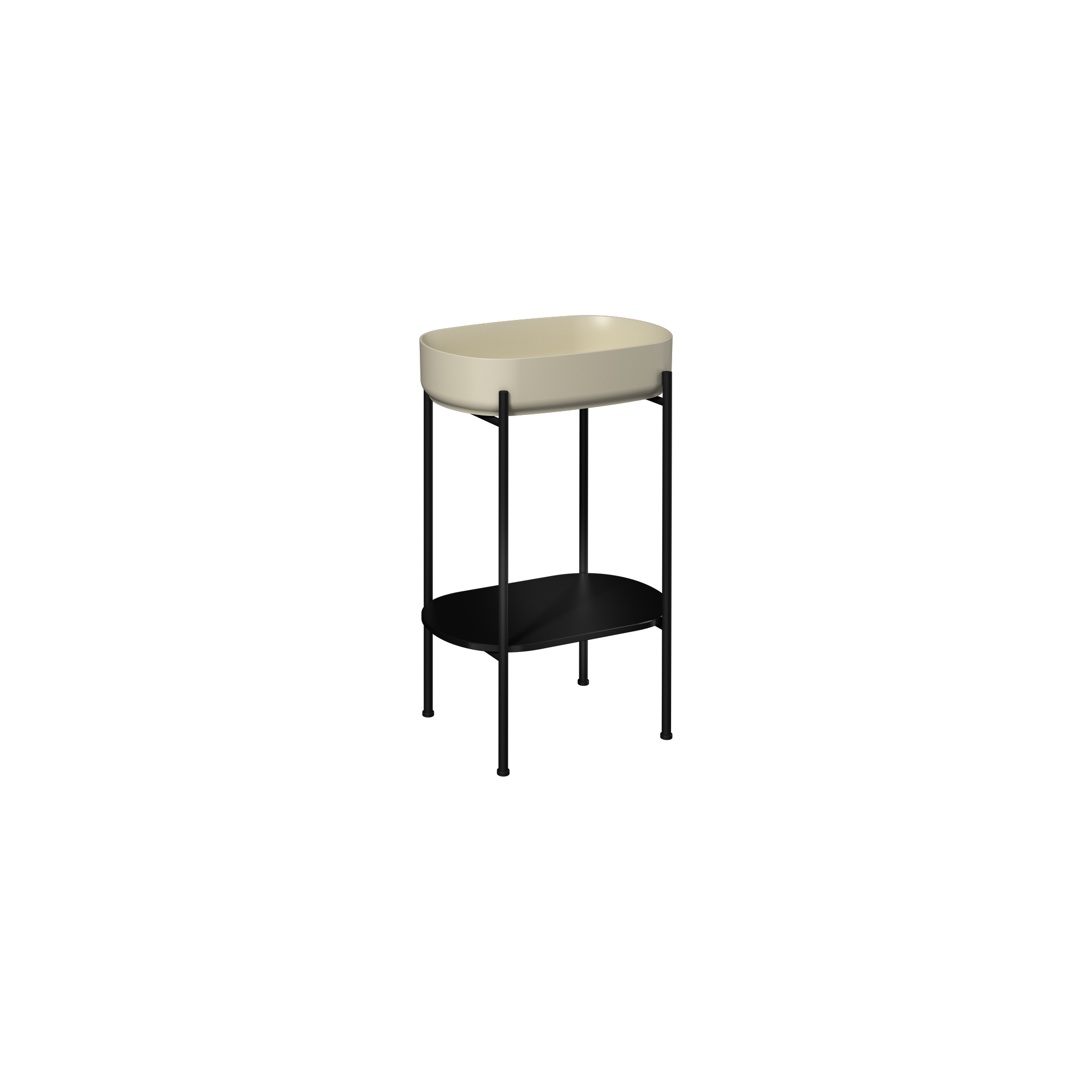 Puno Washbasin Unit Black, (Ivory washbasin) 55 cm