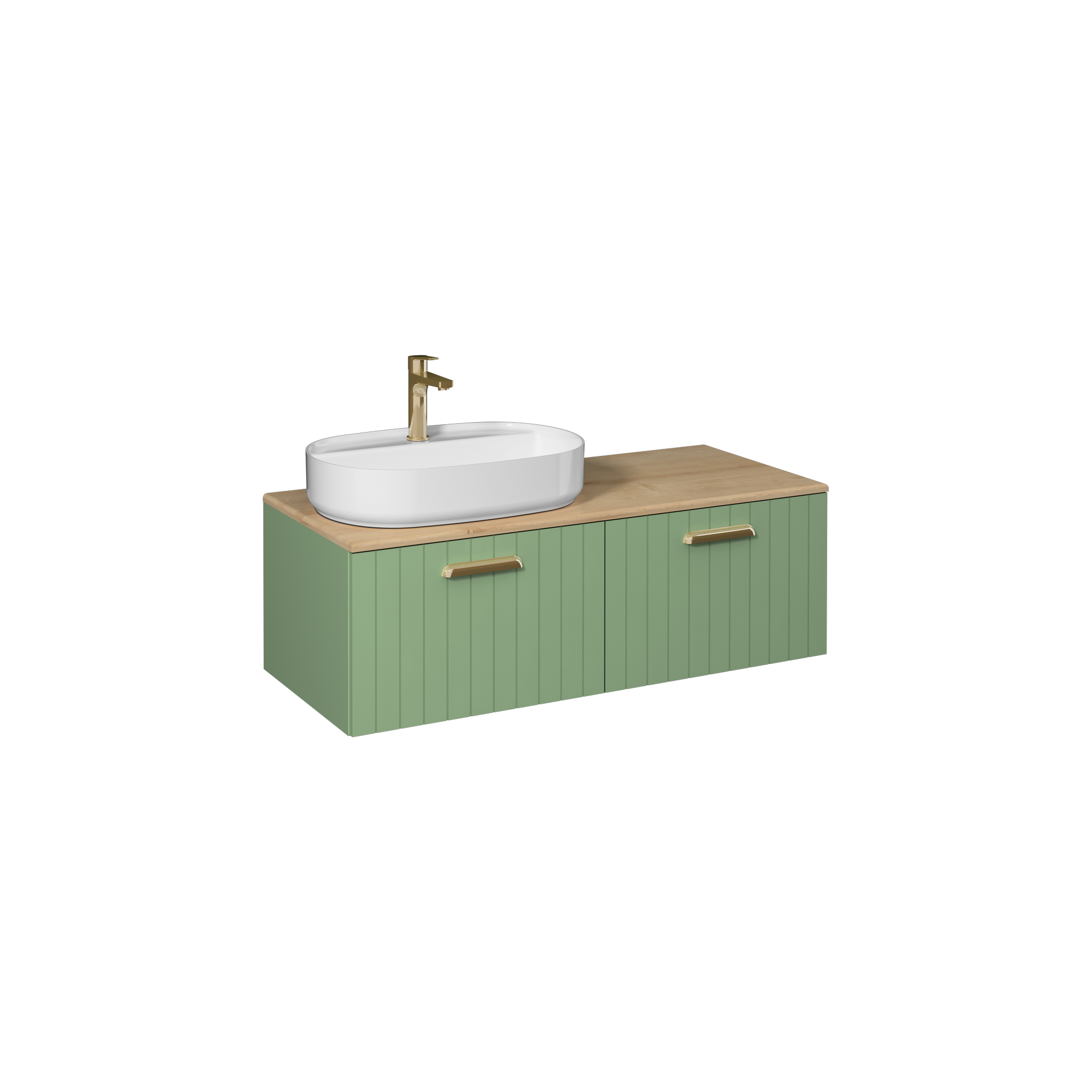 Rinato 120cmLavabo Dolabı / Sol Lavabo (10NF65060dahil) Pastel Yeşil