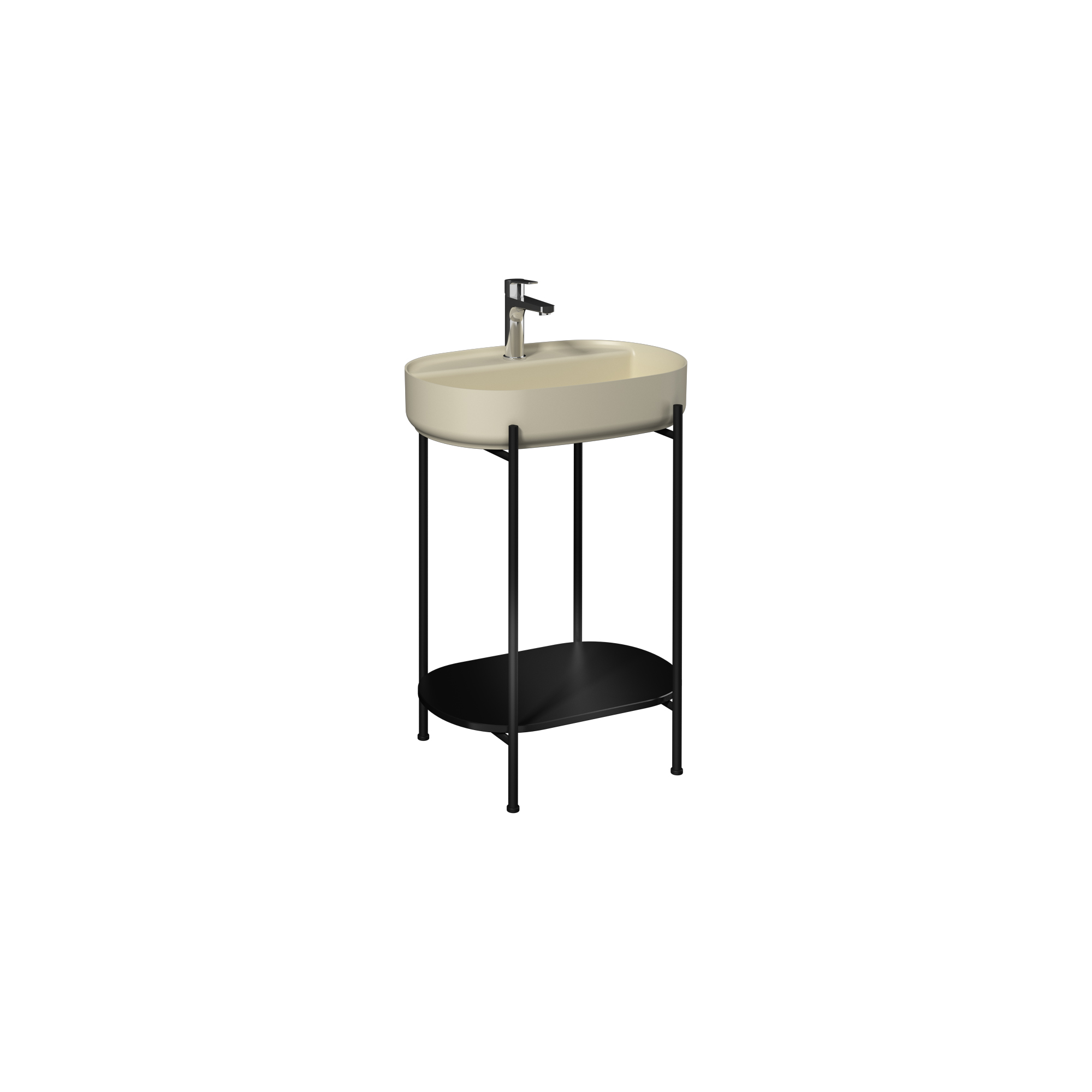 Puno Washbasin Unit Black, Ivory washbasin 60 cm