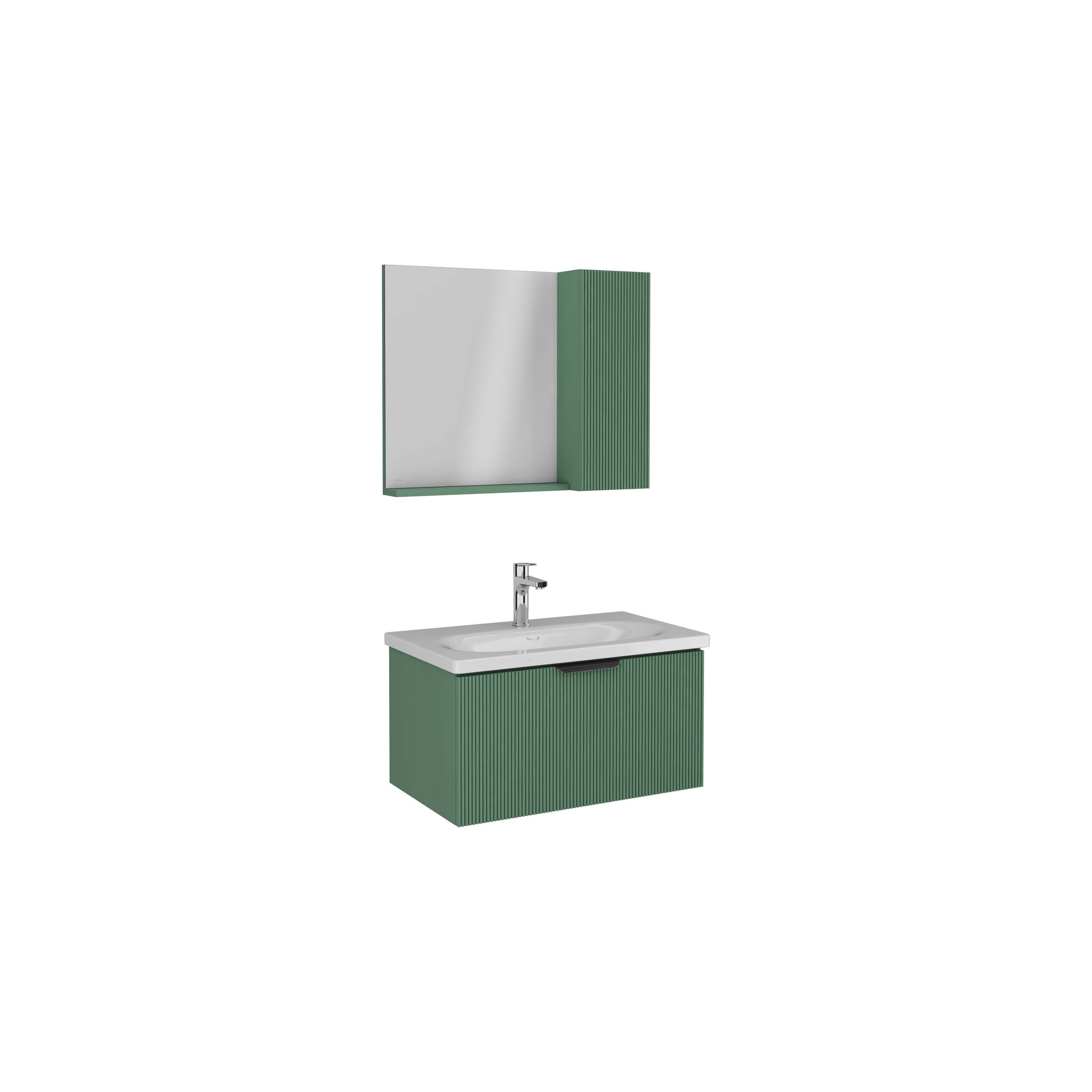SIENA 80cm Washbasin Cabinet, Glossy Chrome Handle, Soft Green