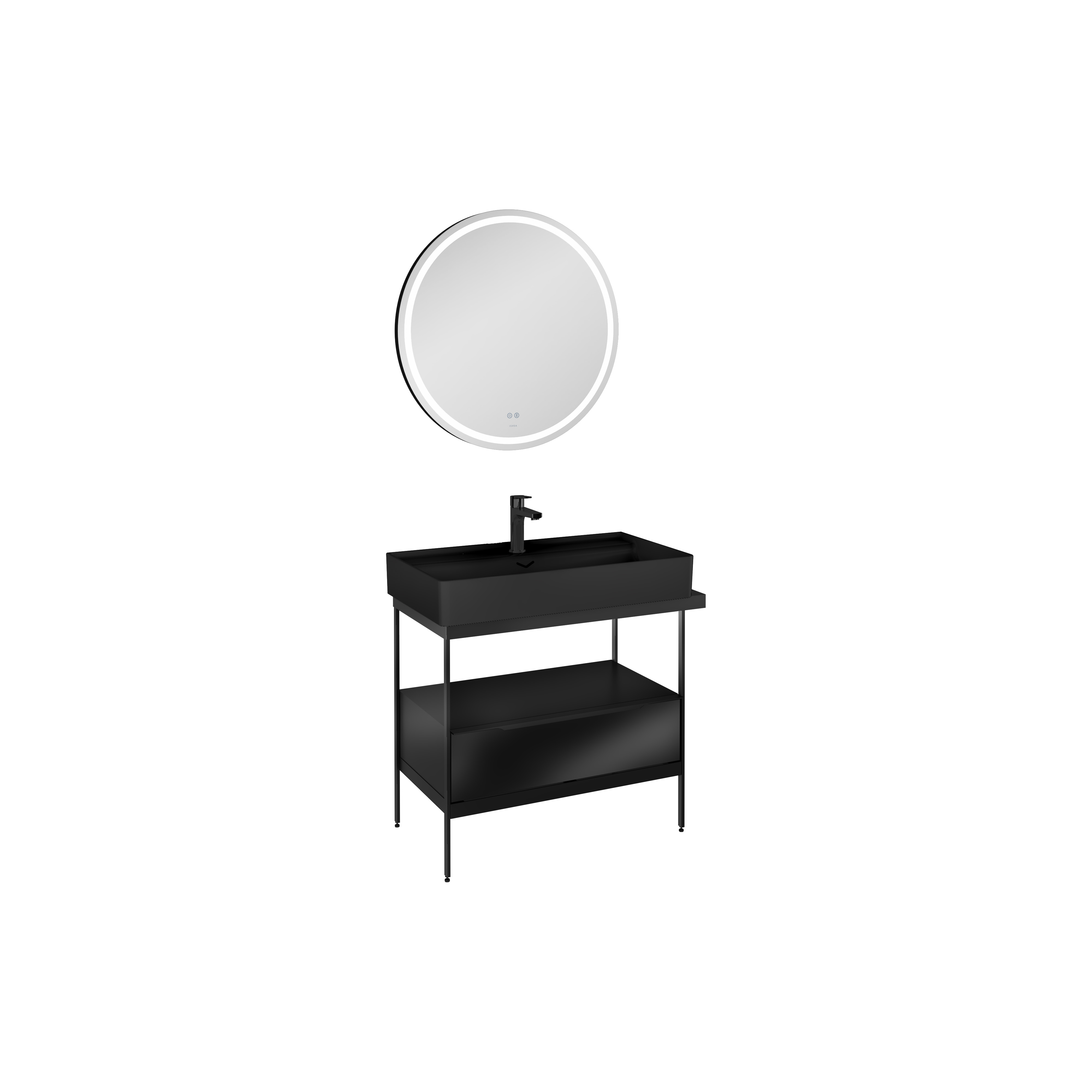 OMBRA 80cm Washbasin Cabinet, Black Washbasin